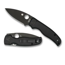 Spyderco Shaman Folder 3.61 in Black Plain Black G-10 Handle