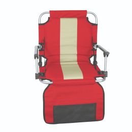 Stansport Stadium Seat With Arms - Red With Silver Stripe