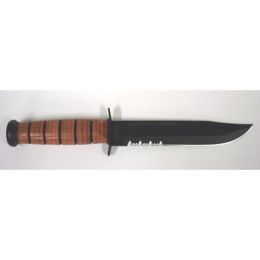 Ka-Bar Full-Size Fixed 7 in Black Combo Blade Leather Handle