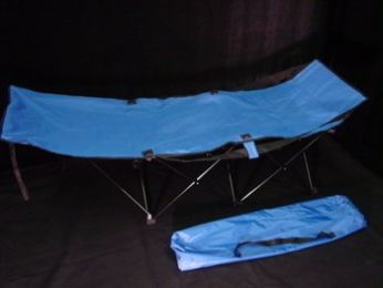 Portable Folding Camping Cot Blue w. Bag - Camp Bed, Compact, Travel Bed, Beach